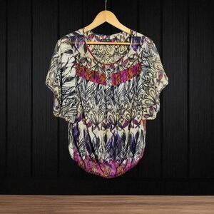 Chime Sheer XL Multicolor Patterned Women's Top
